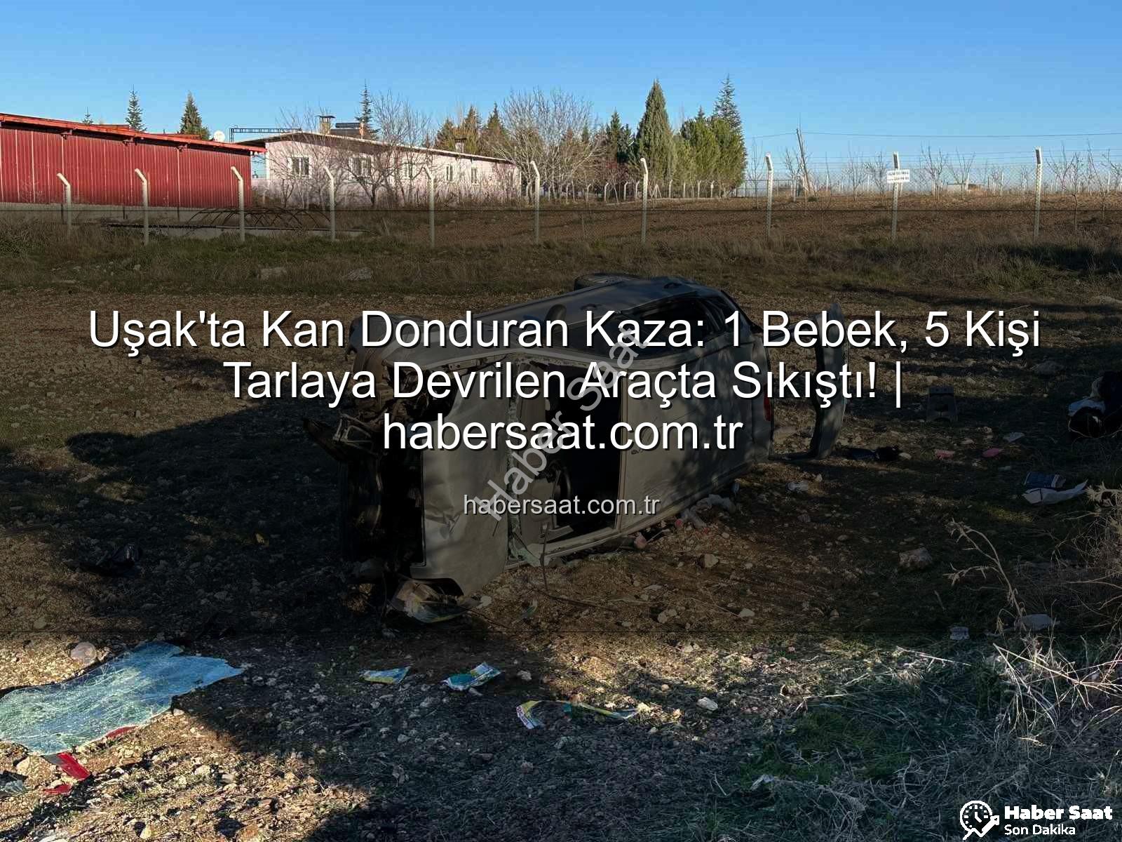 Uşak kaza - Uşak'ta Kan Donduran Kaza: 1 Bebek, 5 Kişi Tarlaya Devrilen Araçta Sıkıştı! | habersaat.com.tr